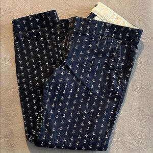J. Crew Dark Blue Anchor Print Cropped Pants